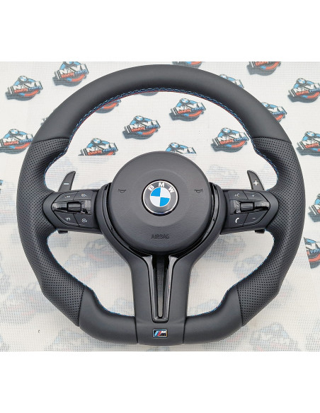 M5+ Black trim flat bottom sports steering wheel